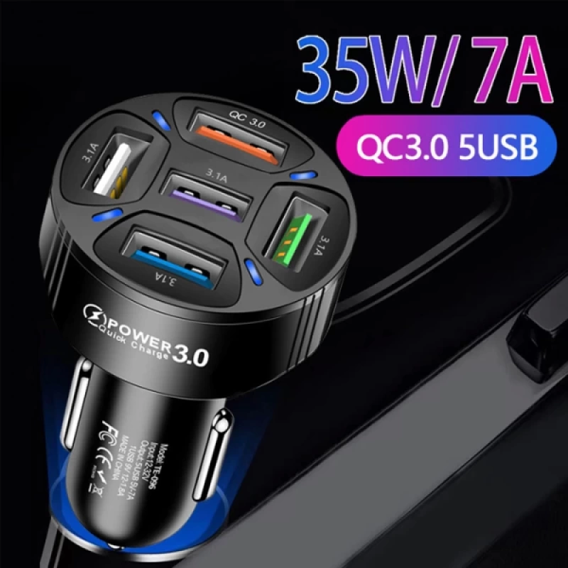 ALLY QC3.0 5 Port Çıkışlı Çoklu Usb Araç İçi Çakmaklık Hızlı Şarj Başlığı