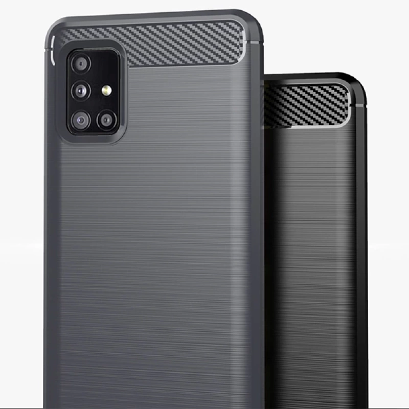 ALLY Samsung Galaxy A51 Brushed Carbon Fiber Silikon Kılıf