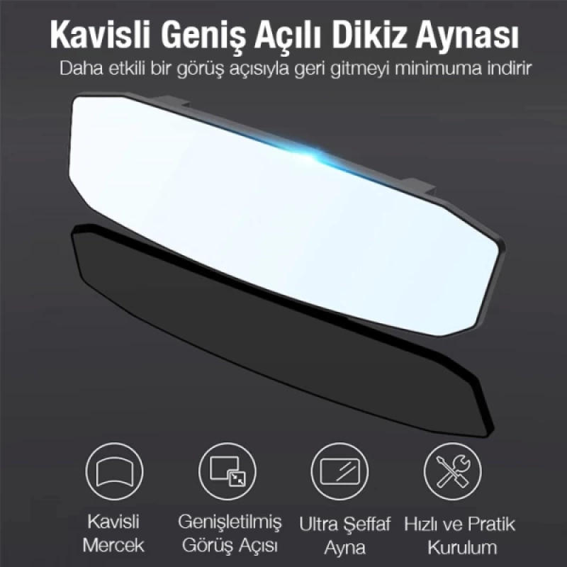 ALLY SD-2415 Kavisli Dışbükey Geniş Açılı Araç Dikiz Aynası 299x90mm