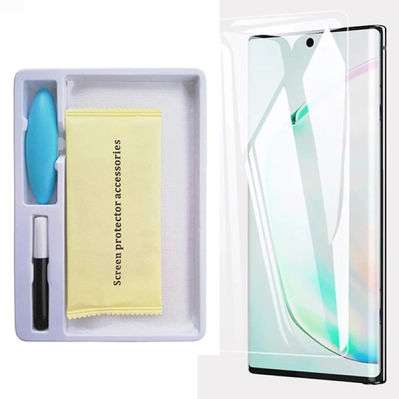 Ally Sm Galaxy Note 10 Full Uv Liquid+uv Işık 3d Kırılmaz Cam Ekran Koruyucu