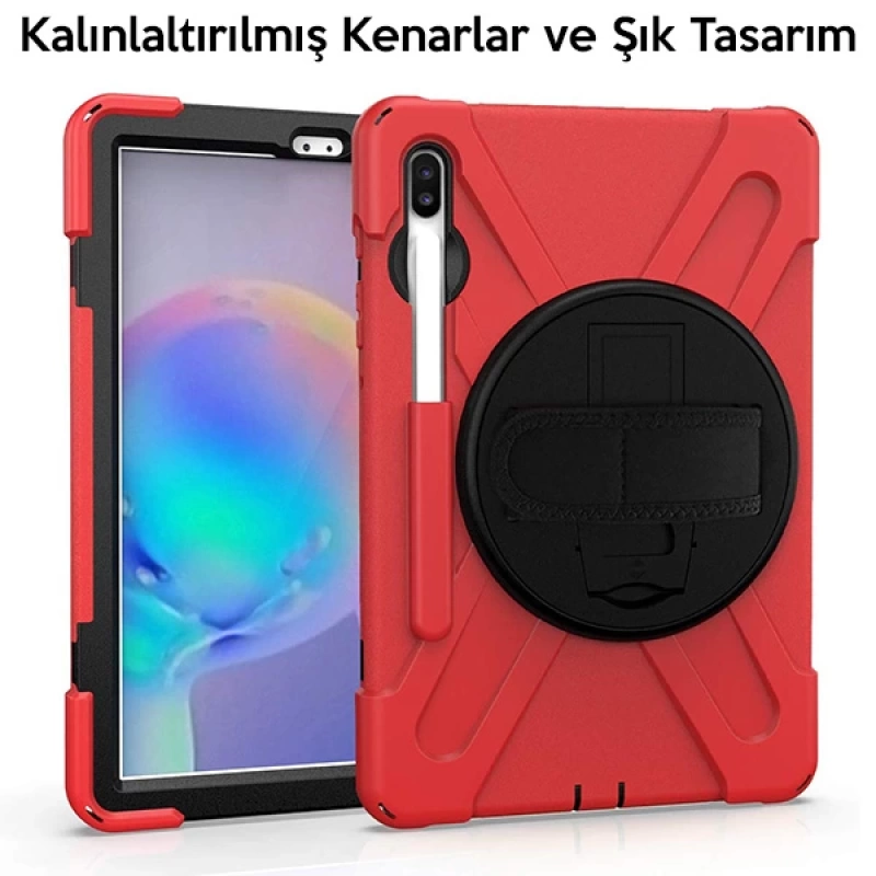 Ally Sm Galaxy Tab S6 10.5 T860 Shockproof 3 Katmanlı Standlı Zırh Kılıf Kalem Yerli