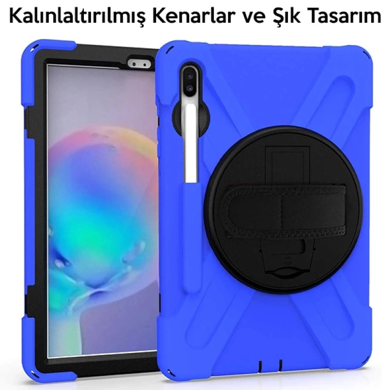 Ally Sm Galaxy Tab S6 10.5 T860 Shockproof 3 Katmanlı Standlı Zırh Kılıf Kalem Yerli