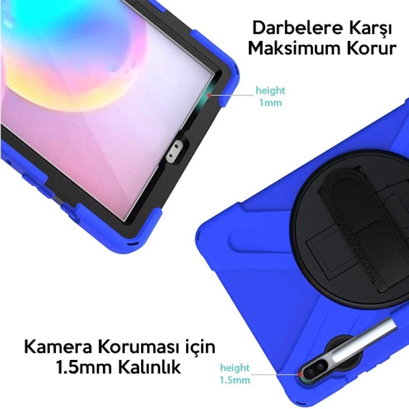 Ally Sm Galaxy Tab S6 10.5 T860 Shockproof 3 Katmanlı Standlı Zırh Kılıf Kalem Yerli