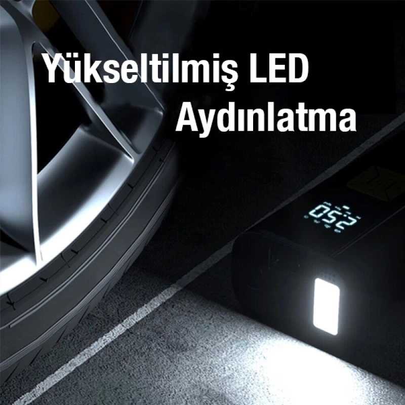 ALLY ST-9620A Dijital Led Işıklı Taşınabilir Kablolu Araç Lastik Hava Şişirme Pompası