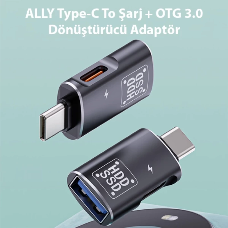 ALLY Type-C To Şarj + OTG 3.0 Dönüştürücü Adaptör