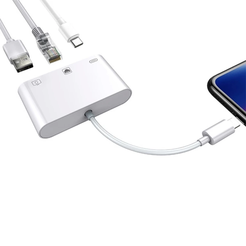 Ally Usb Type C 3İN1 Ethernet RJ45 Ve Usb Kamera Adaptörü NK107C