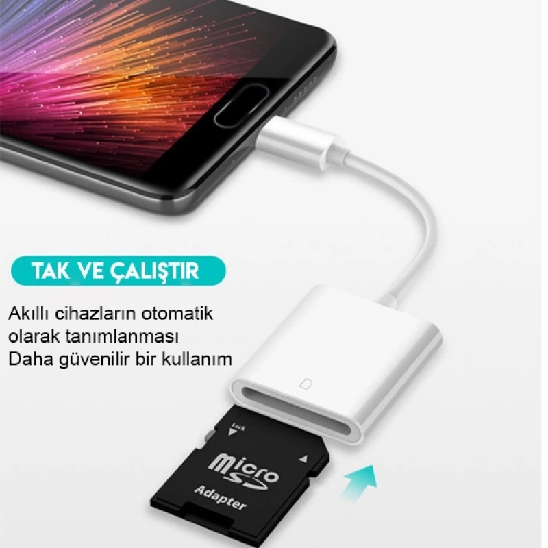 ALLY USB Type-C  SD Hafıza Kart Okuyucu Kamera  Kart Okuyucu