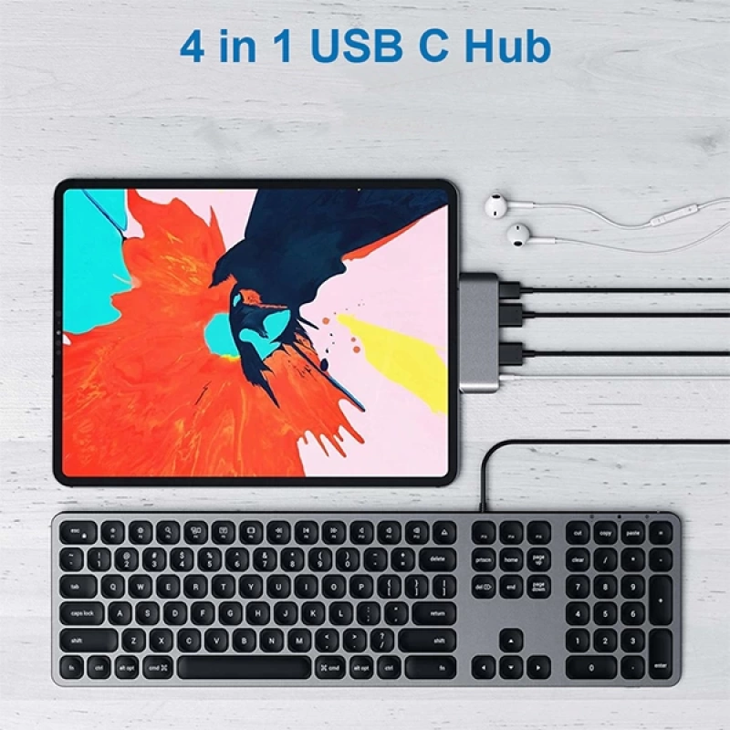 Ally Usb (Type-C to 4 in1 Usb 3.0 HDMİ HDTV 3.5 Jack  PD) Hub Adaptör Çoklayıcı