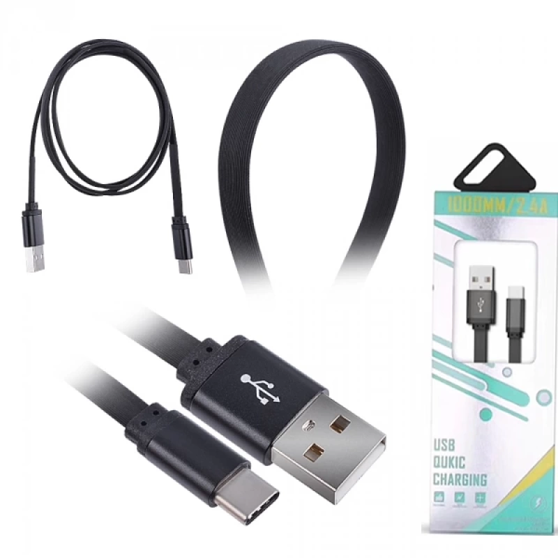 Ally Usb Type-C Yumuşak Dokulu 2.4a Hızlı Şarj Usb Kablo 1 Metre