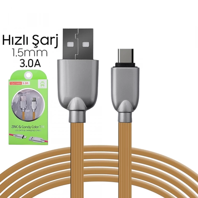 Ally Usb Type-C  Zinc Alloy Dayanıklı 3.0a 1.5mm Usb Kablo