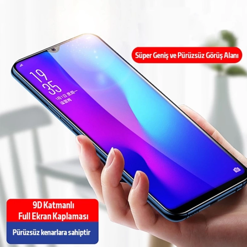 Ally Xiaomi Redmi 9 9D Full Glue Tempered Cam Ekran Koruyucu