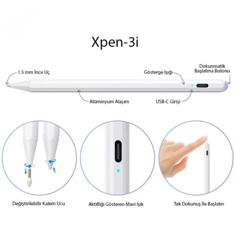 ALLY Xpen-3i iPad(2018-2022) Aktif Manyetik Kapasitif Kalem