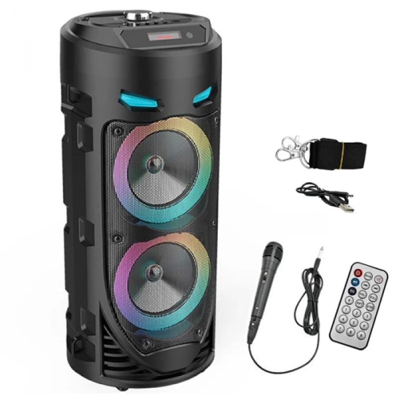 ALLY ZQS4239 Mikrofonlu Taşınabilir Dev Speaker Led Işıklı Bluetooth Hoparlör - 4inc×2-8W×2 1800mAh