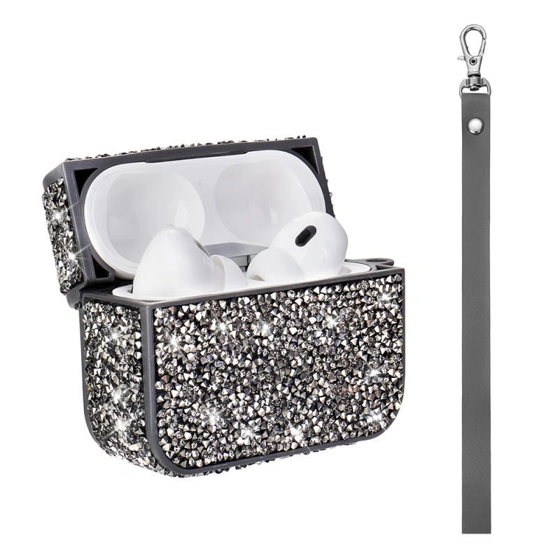 Apple Airpods 3. Nesil Zore Airbag 45 Bilek Askı Aparatlı Simli Şeffaf Kılıf