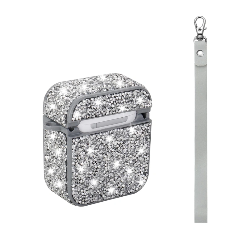 Apple Airpods Zore Airbag 45 Bilek Askı Aparatlı Simli Şeffaf Kılıf