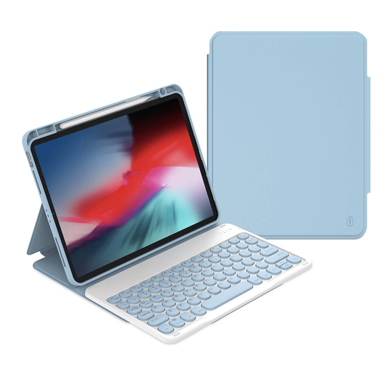 Apple iPad Air 10.9 2020 (4.Nesil) Wiwu Protective Gizli Kalem Bölmeli Klavyeli Kılıf