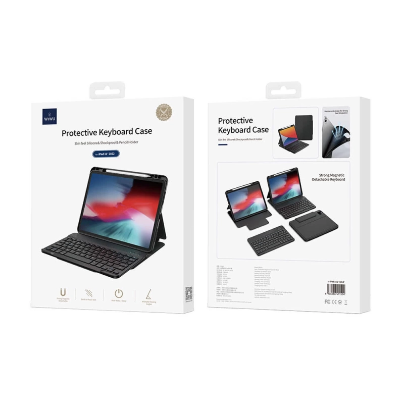 Apple iPad Pro 13 2024 Wiwu Protective Gizli Kalem Bölmeli Klavyeli Kılıf