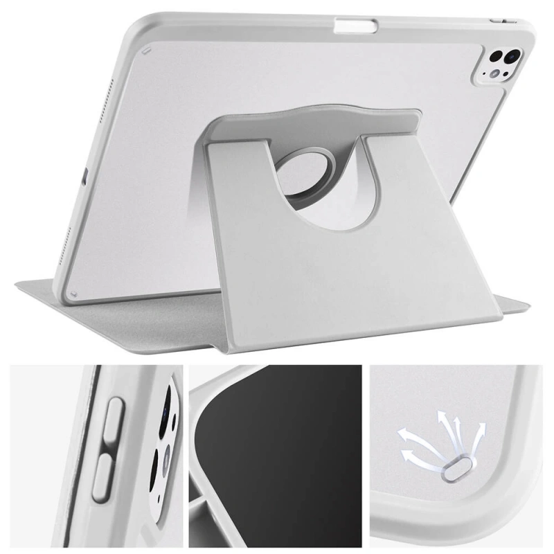 Apple iPad Pro 13 2025 M5 Kılıf Zore Termik Kalem Bölmeli Dönebilen Standlı Kılıf