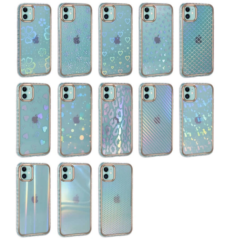 Apple iPhone 11 Kılıf Desenli Parlayan Transparan Zore Avva Kapak