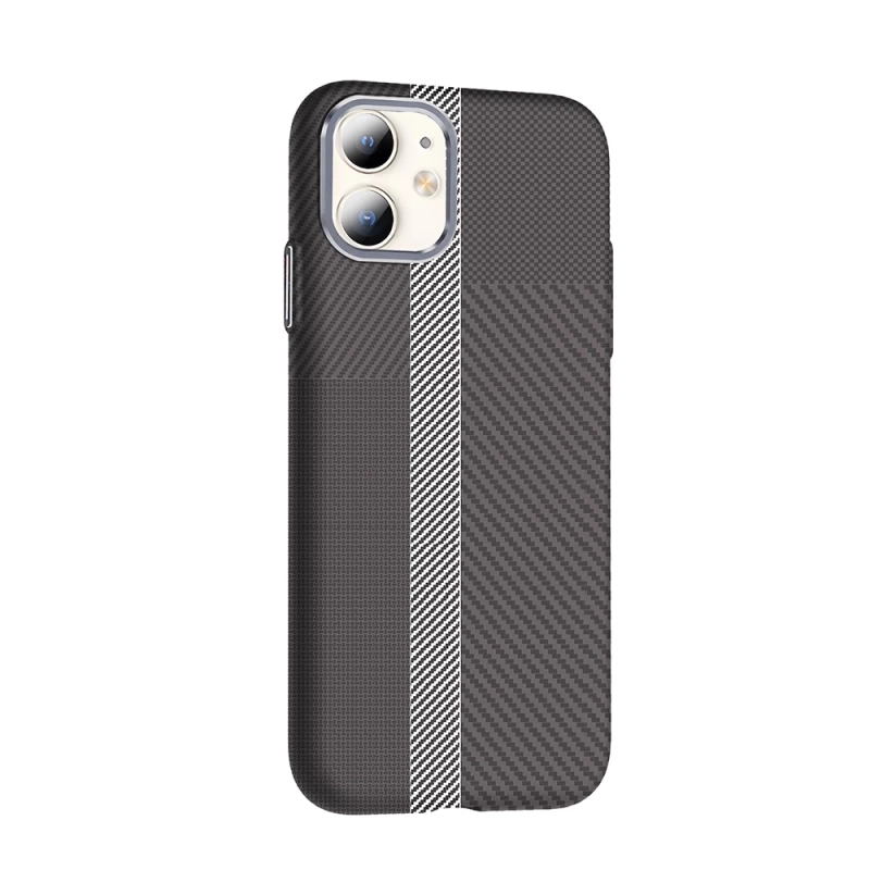 Apple iPhone 11 Kılıf M-safe Şarj Özellikli Karbon Fiber Görünümlü Zore Gros Kapak