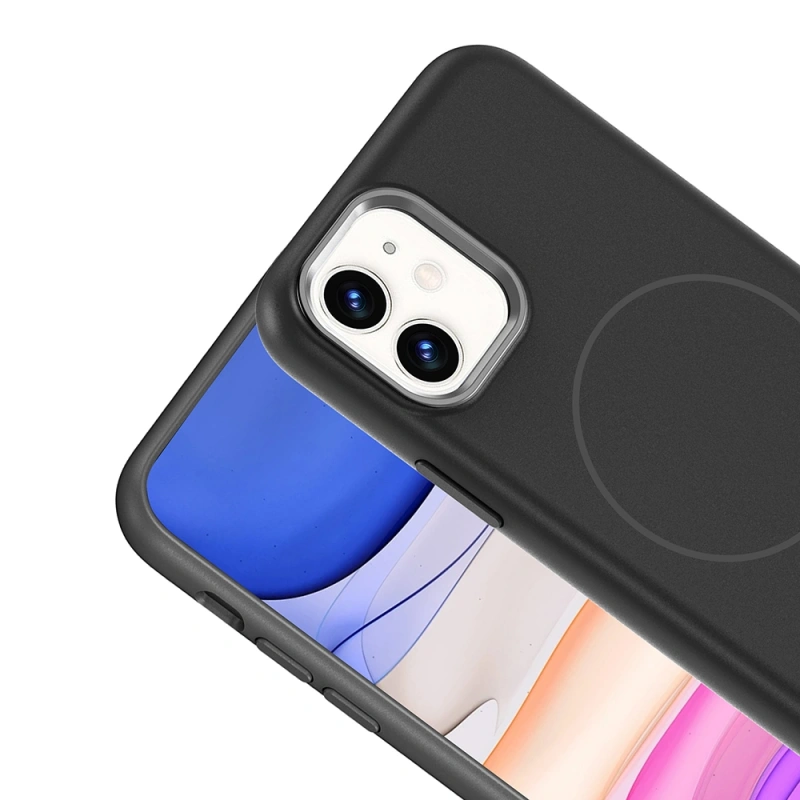 Apple iPhone 11 Kılıf M-Safe Şarj Özellikli Metal Kamera Çerçeveli Zore Edi Silikon Kapak