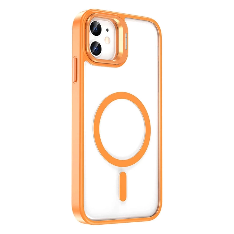 Apple iPhone 11 Kılıf M-safe Şarj Özellikli Standlı Zore M-safe Klon Lensli Kapak