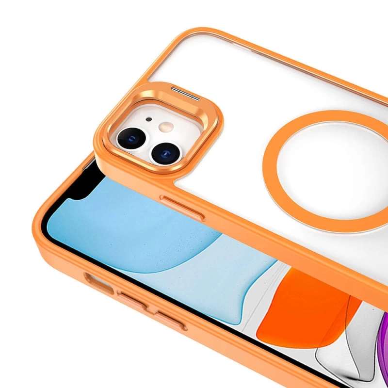 Apple iPhone 11 Kılıf M-safe Şarj Özellikli Standlı Zore M-safe Klon Lensli Kapak