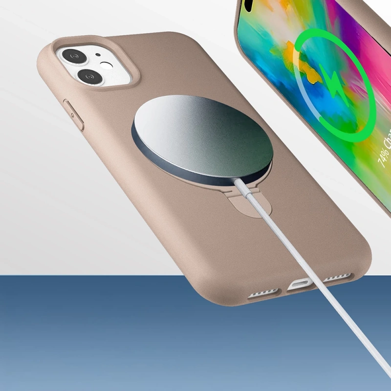 Apple iPhone 11 Kılıf M-safe Şarj Özellikli Standlı Zore Samara Kapak