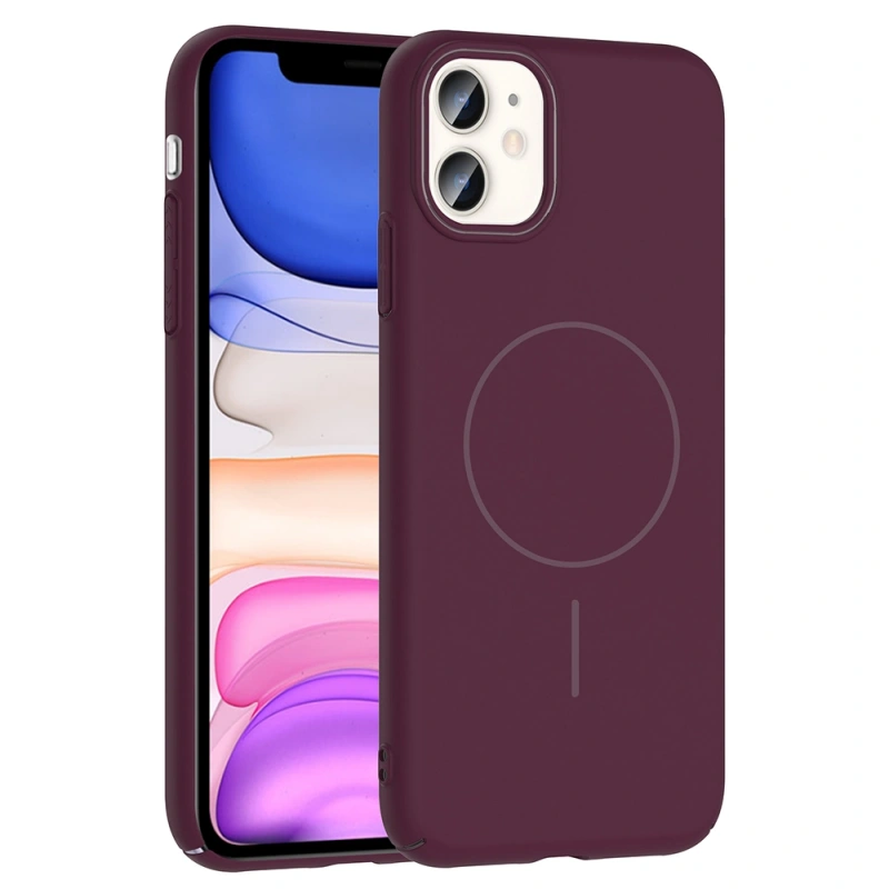 Apple iPhone 11 Kılıf M-safe Şarj Özellikli Zore Ruby Sert Kapak