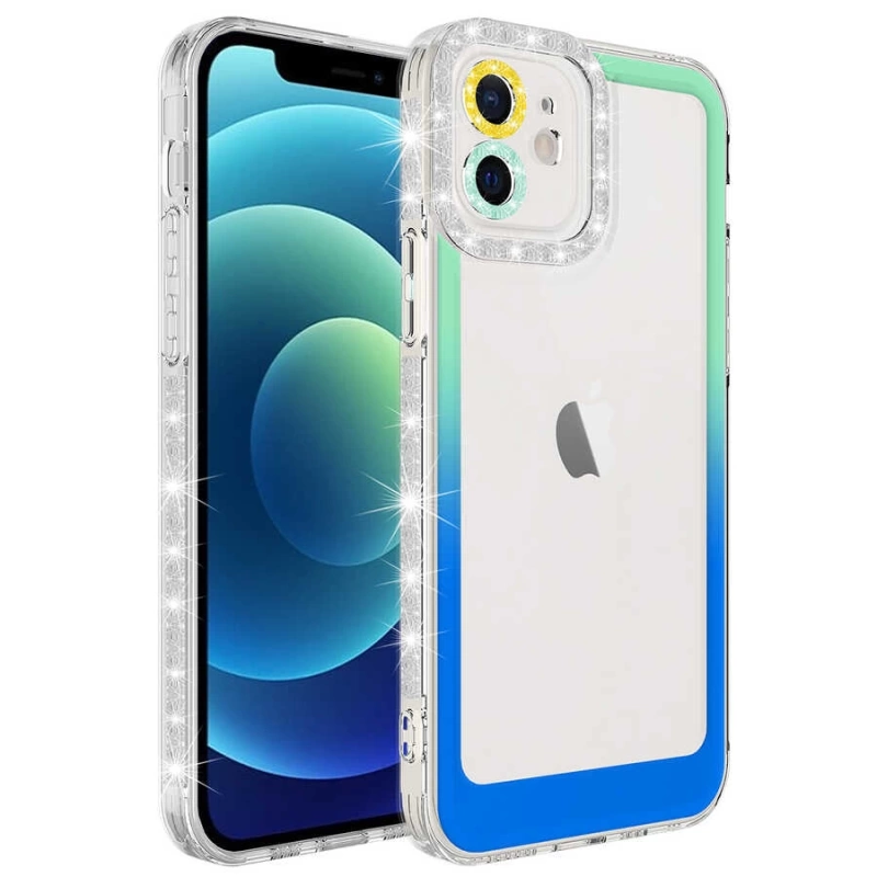 Apple iPhone 11 Kılıf Simli ve Renk Geçiş Tasarımlı Lens Korumalı Zore Park Kapak