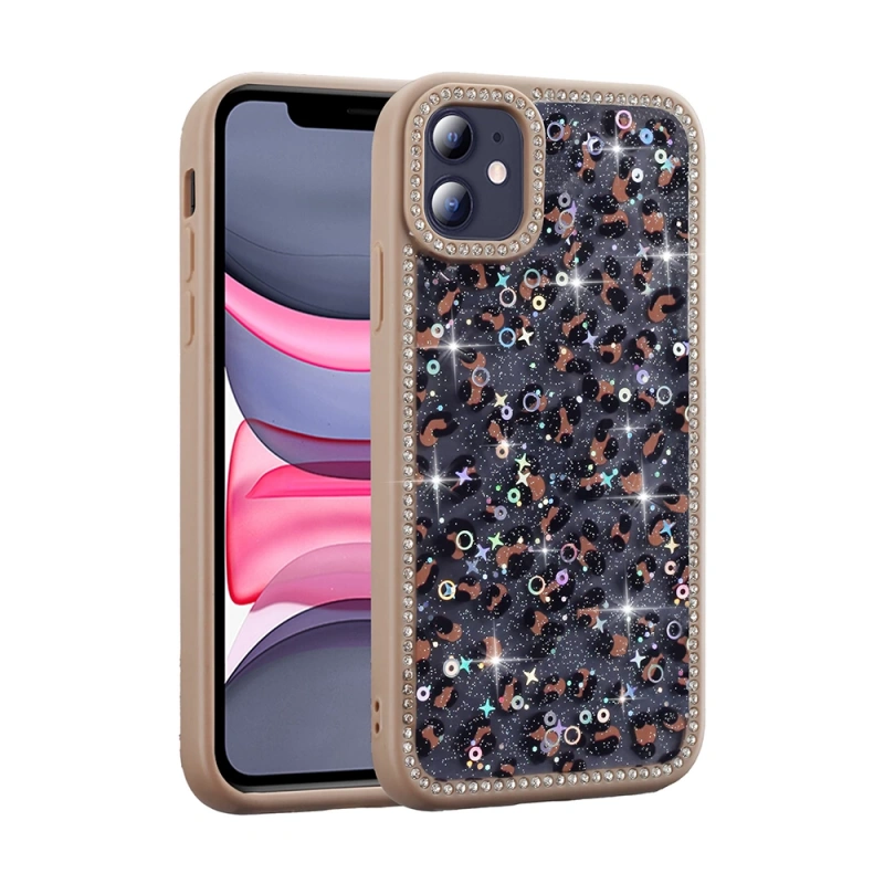 Apple iPhone 11 Kılıf Taşlı ve Simli Tasarım Zore Azra Kapak