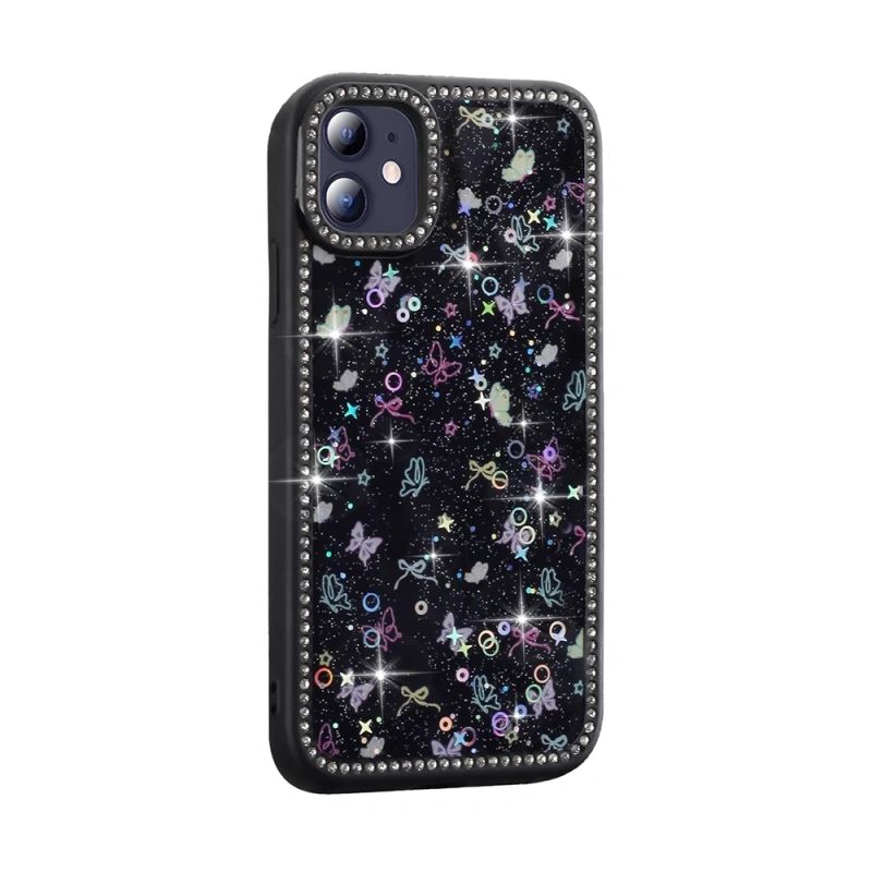 Apple iPhone 11 Kılıf Taşlı ve Simli Tasarım Zore Azra Kapak