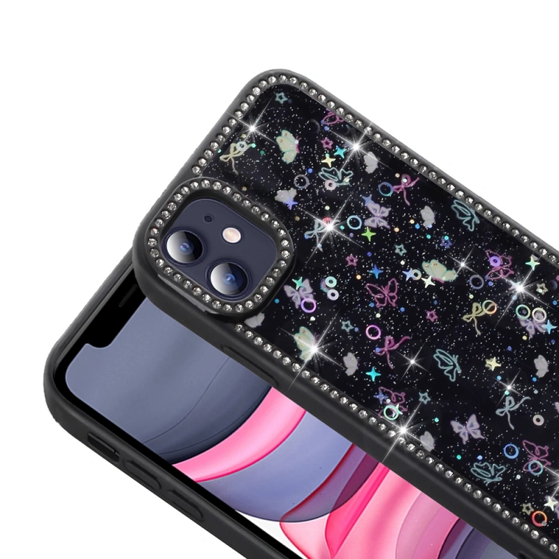 Apple iPhone 11 Kılıf Taşlı ve Simli Tasarım Zore Azra Kapak