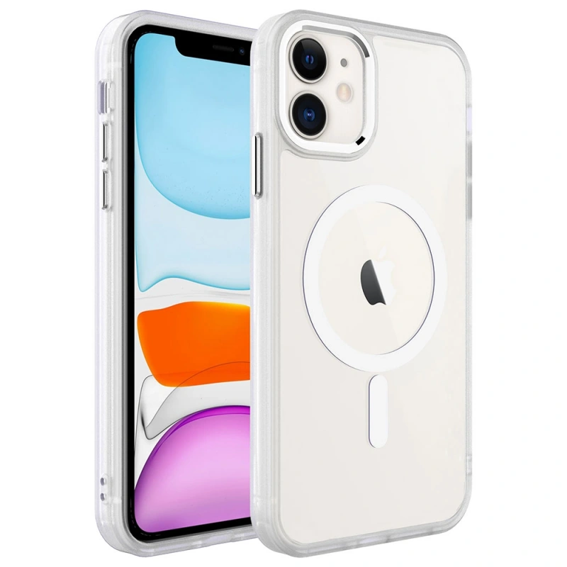 Apple iPhone 11 Kılıf Wireless Şarj Özellikli Zore Krom M-safe Silikon Kapak