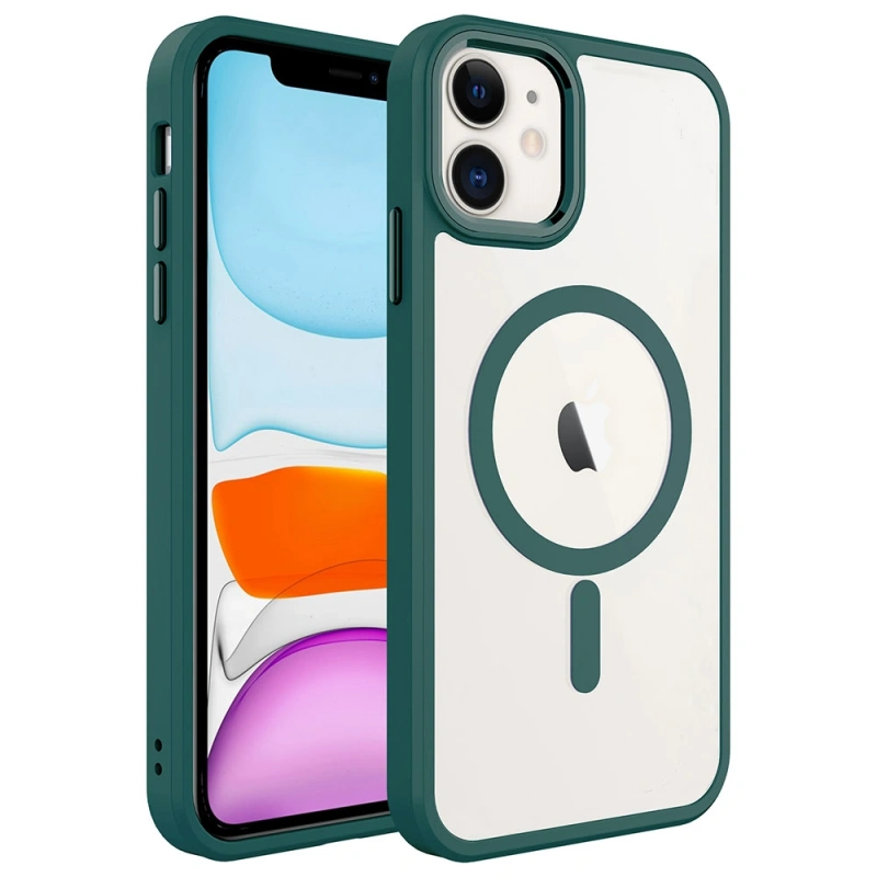 Apple iPhone 11 Kılıf Wireless Şarj Özellikli Zore Krom M-safe Silikon Kapak