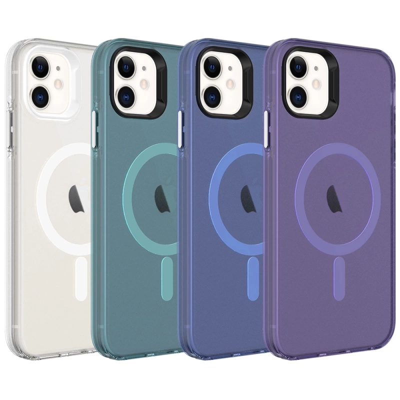 Apple iPhone 11 Kılıf Zore M-safe Şarj Özellikli Buzlu Transparan C-Pro Sert Kapak