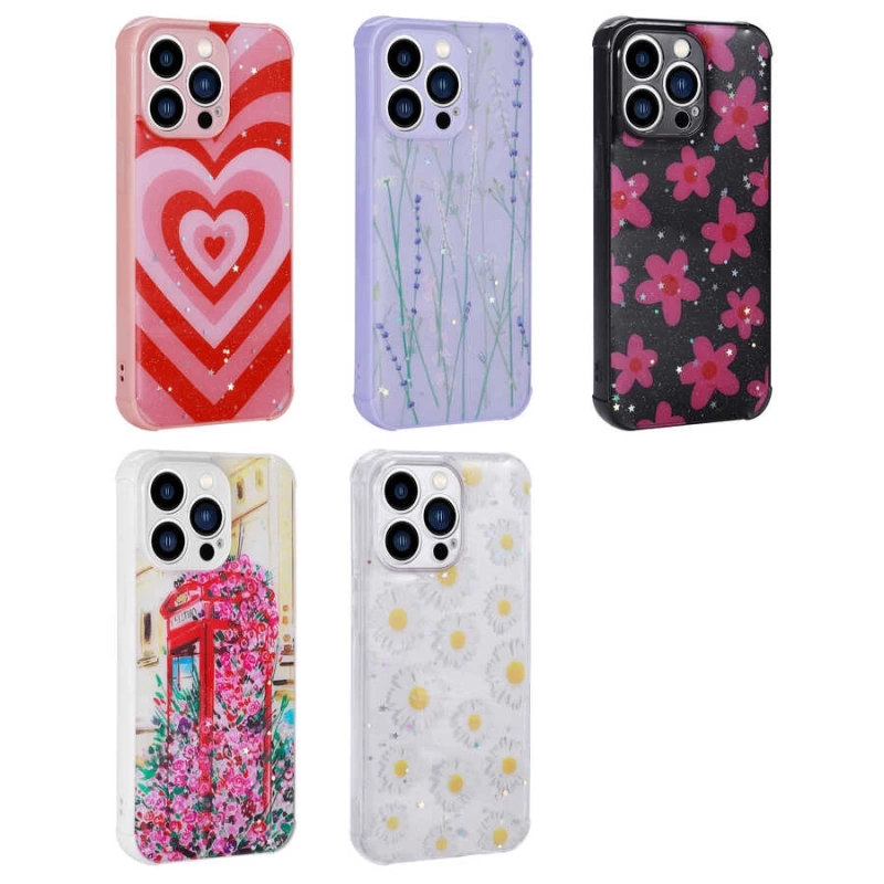 Apple iPhone 11 Pro Kılıf Simli Desenli Kamera Korumalı Parlak Zore Popy Kapak