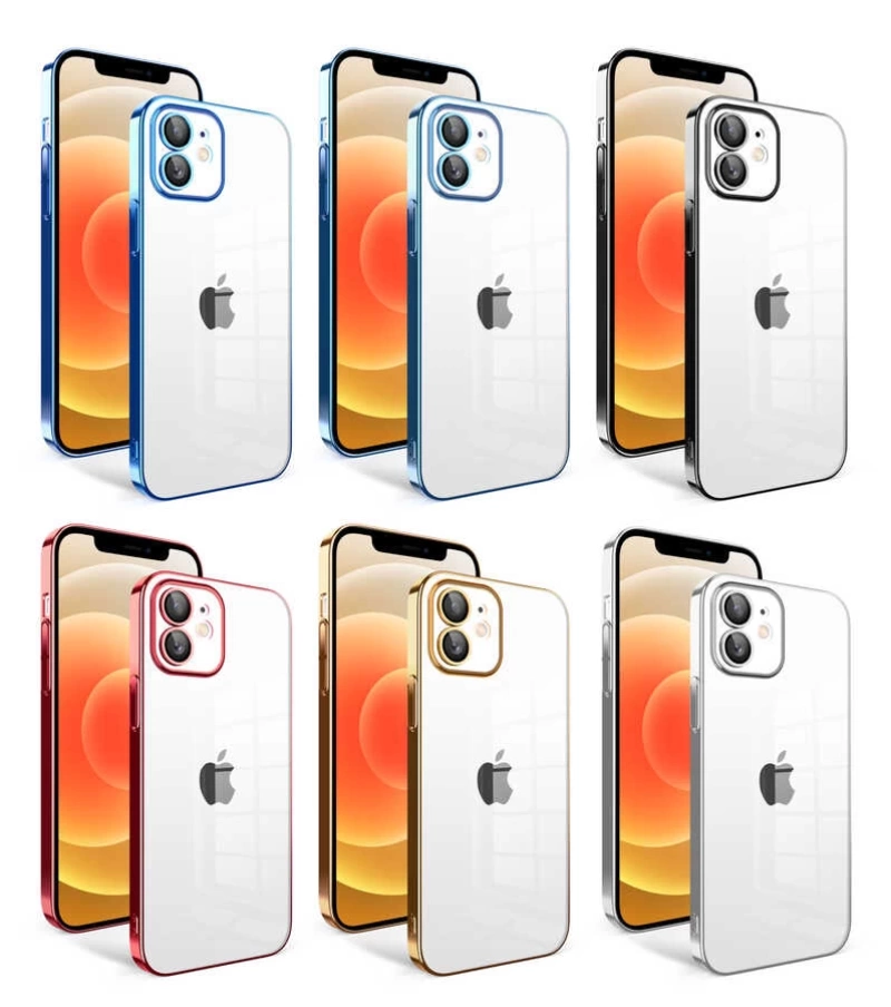 Apple iPhone 12 Kılıf Kamera Korumalı Renkli Çerçeveli Zore Garaj Kapak