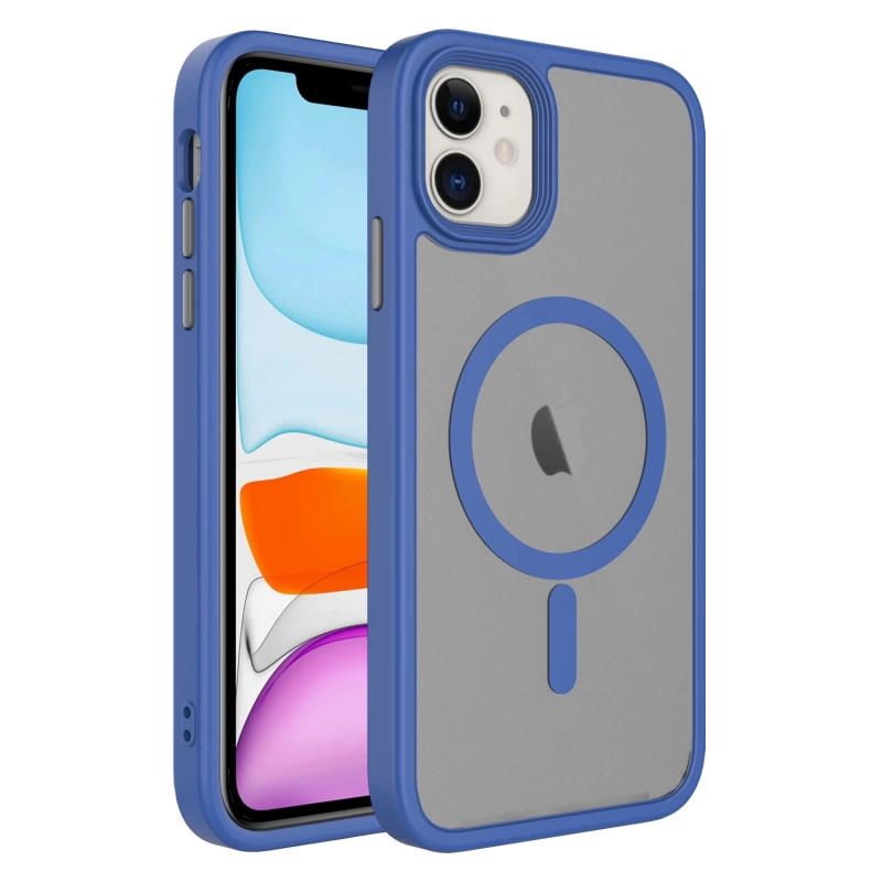 Apple iPhone 12 Kılıf Mat Arka Yüzey Wireless Şarj Özellikli Zore Flet M-safe Kapak