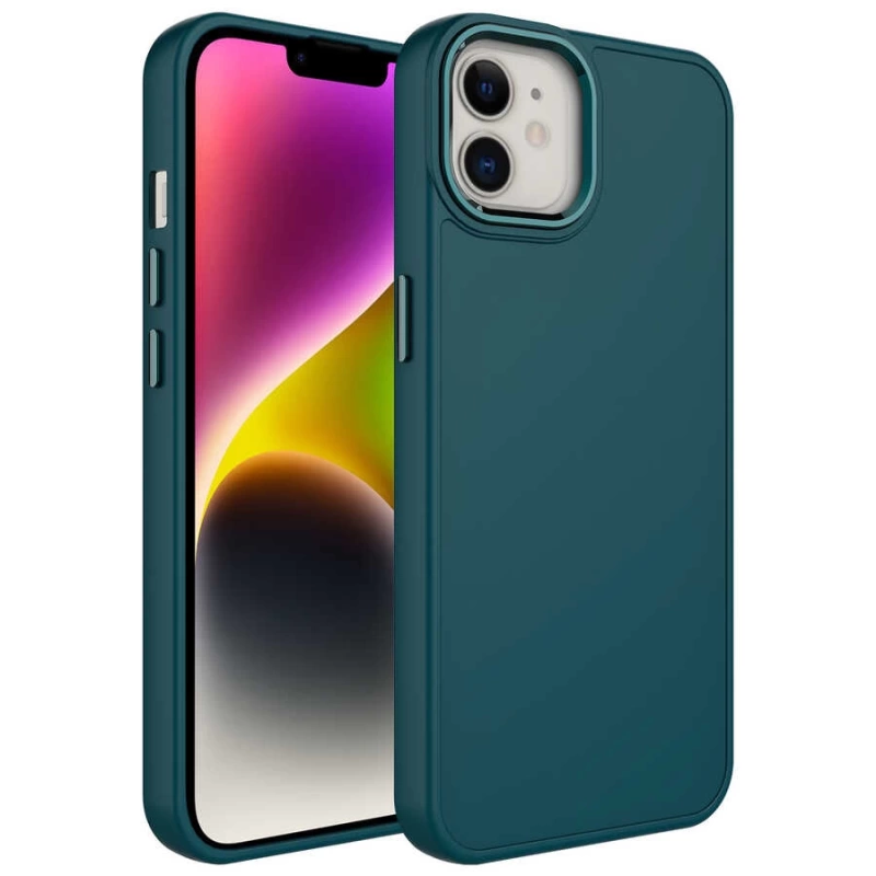 Apple iPhone 12 Kılıf Metal Çerçeve ve Buton Tasarımlı Silikon Zore Luna Kapak