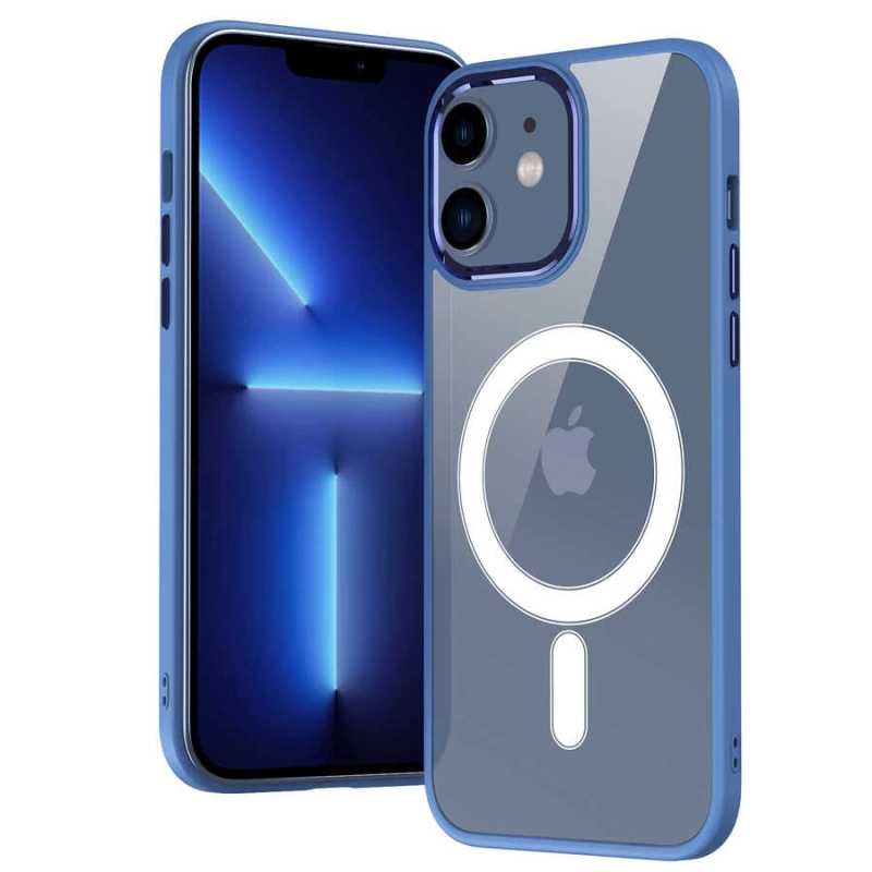 Apple iPhone 12 Kılıf Wireless Şarj Özellikli Zore Krom M-safe Silikon Kapak