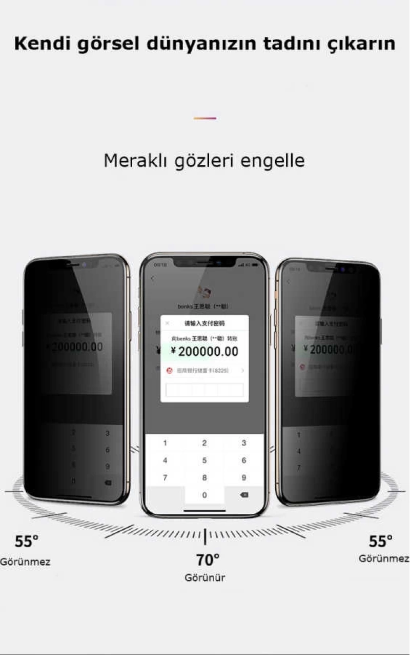 Apple iPhone 12 Mini Zore Kor Privacy Cam Ekran Koruyucu