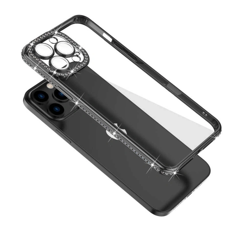 Apple iPhone 12 Pro Kılıf Kamera Korumalı Taşlı Zore Mina Kapak