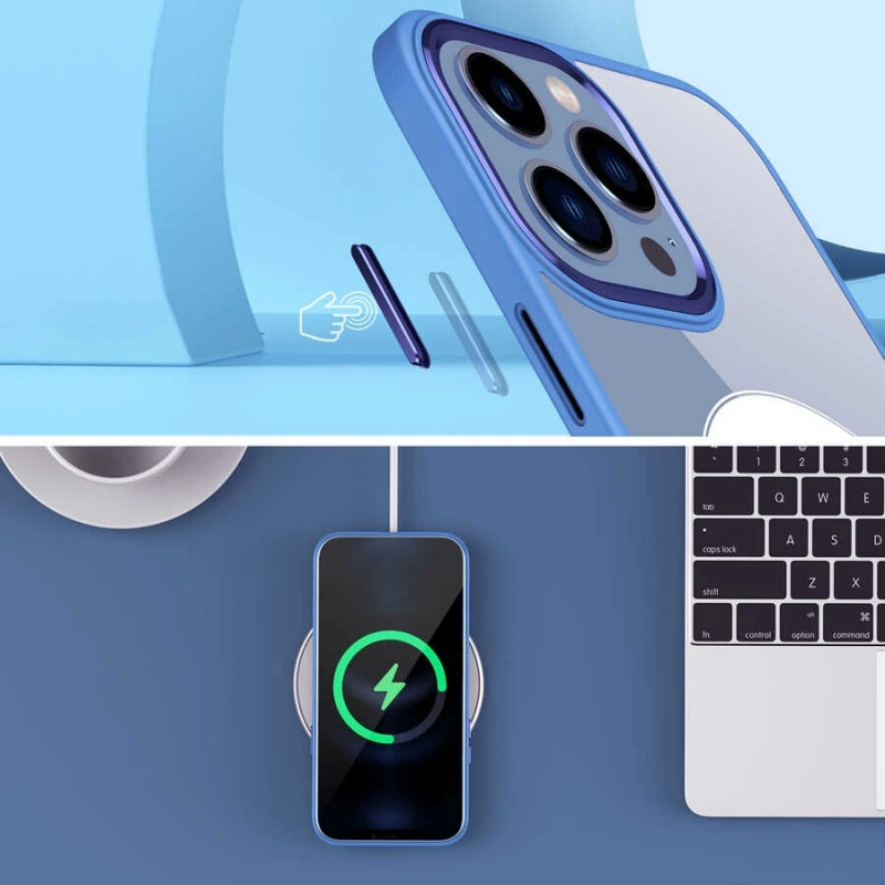 Apple iPhone 12 Pro Kılıf Wireless Şarj Özellikli Zore Krom M-safe Silikon Kapak