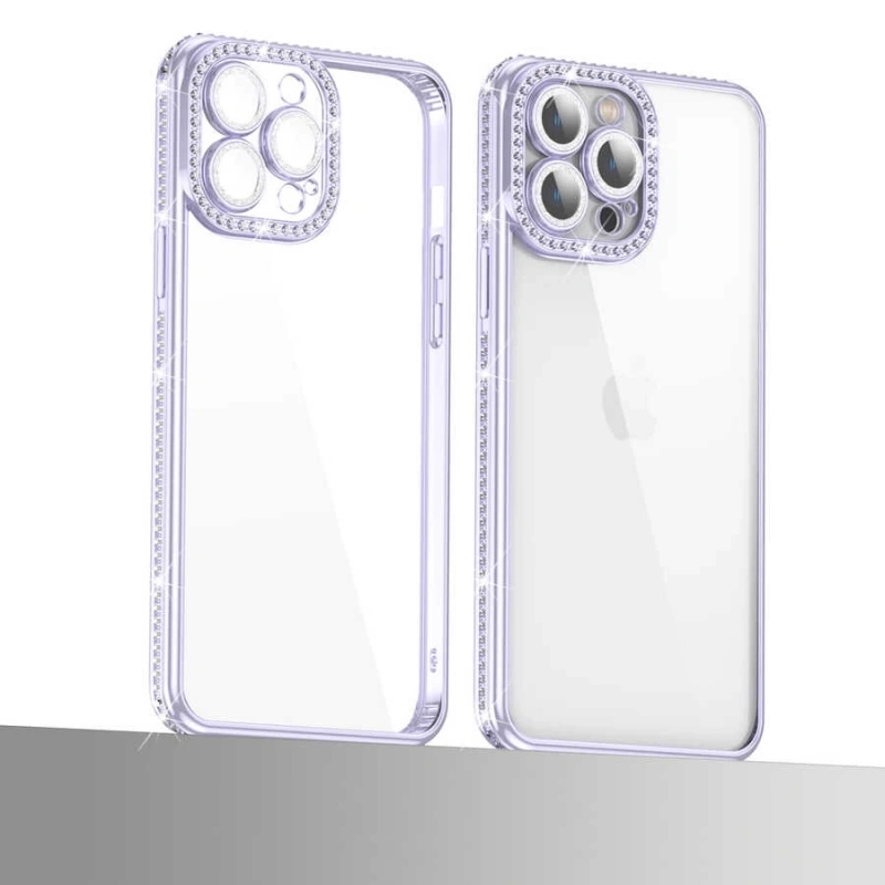 Apple iPhone 12 Pro Max Kılıf Kamera Korumalı Taşlı Zore Mina Kapak