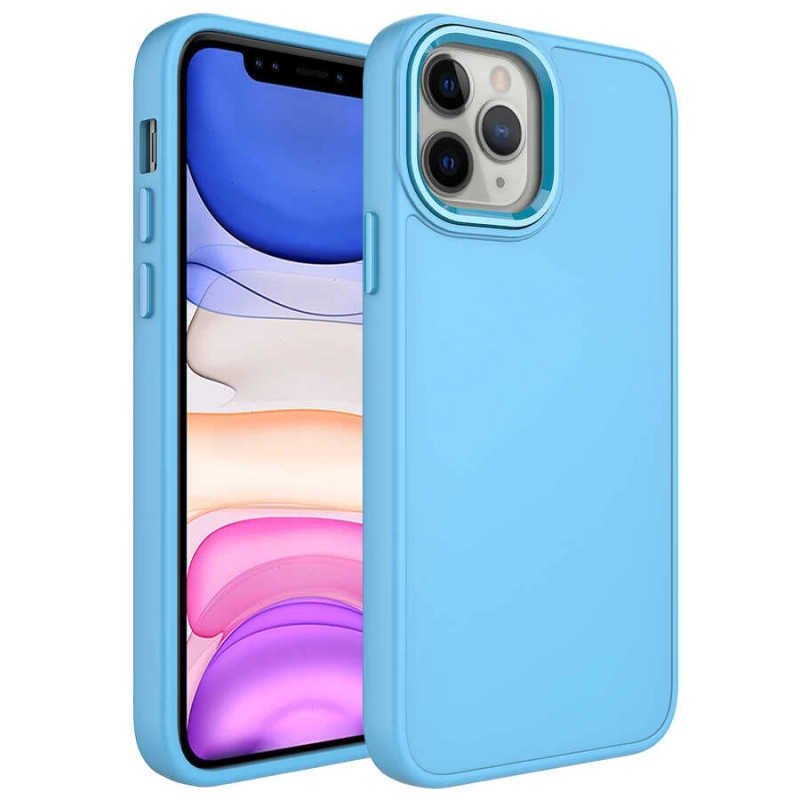 Apple iPhone 12 Pro Max Kılıf Metal Çerçeve ve Buton Tasarımlı Silikon Zore Luna Kapak