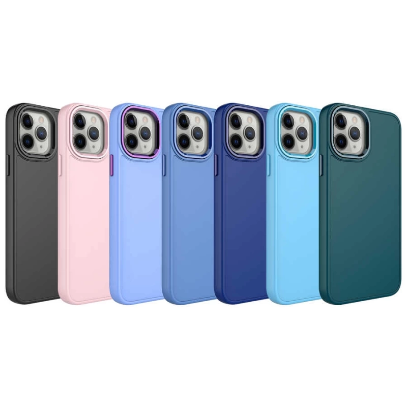 Apple iPhone 12 Pro Max Kılıf Metal Çerçeve ve Buton Tasarımlı Silikon Zore Luna Kapak
