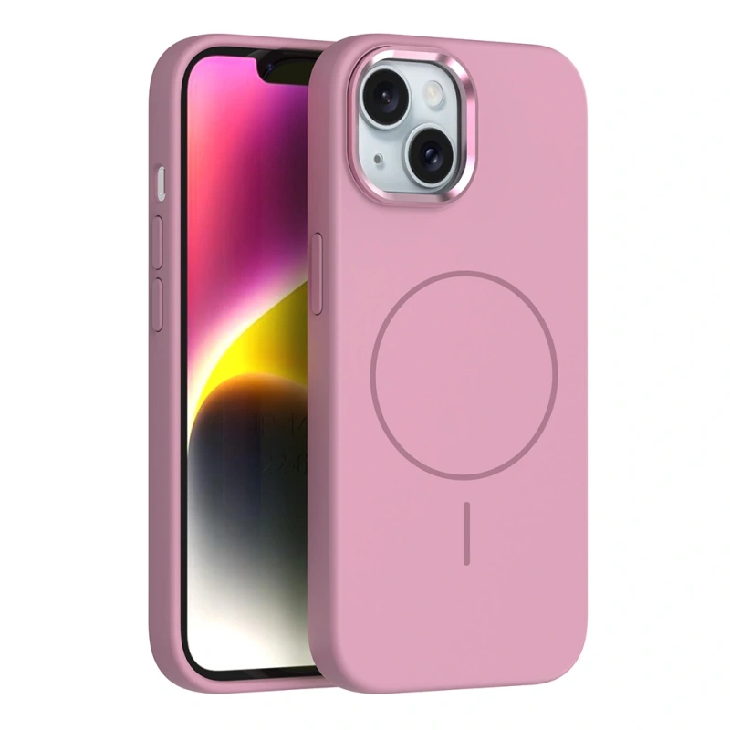 Apple iPhone 13 Kılıf M-Safe Şarj Özellikli Metal Kamera Çerçeveli Zore Edi Silikon Kapak