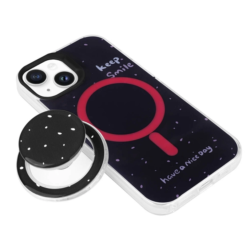 Apple iPhone 13 Kılıf M-safe Şarj Özellikli Tak-Çıkar Pop Soketli Zore Tiktok Kapak
