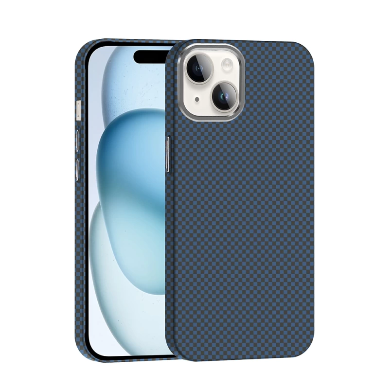 Apple iPhone 13 Kılıf M-safe Şarj Özellikli Karbon Fiber Görünümlü Zore Gros Kapak